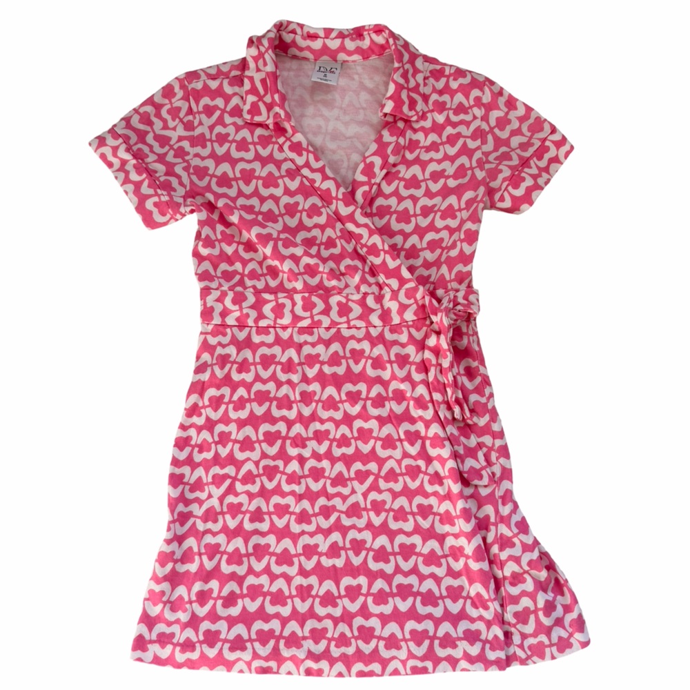 DVF GapKids Wrap Dress – Pink Heart Print (Size M/8)
